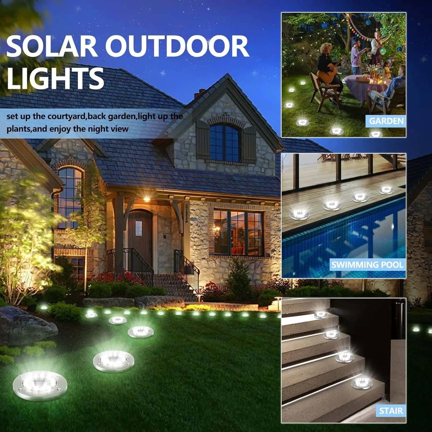 LED Solar Ground Pathway Lights with Auto-Sensing - SolarLightHome