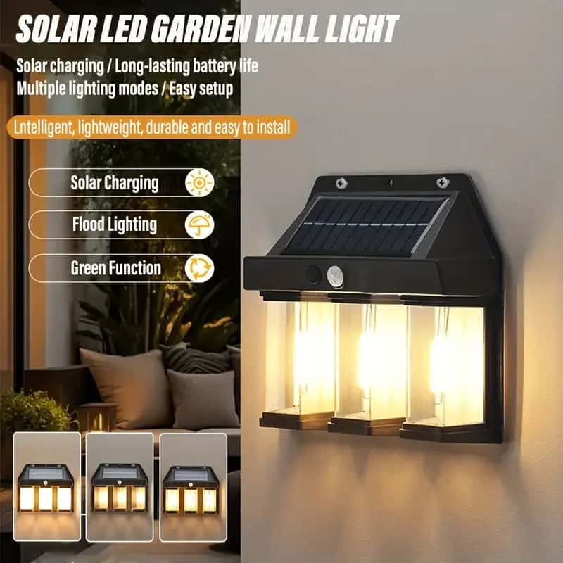 Motion Sensor Solar Lights Outdoor - 3-Mode LED Wall Light - SolarLightHome
