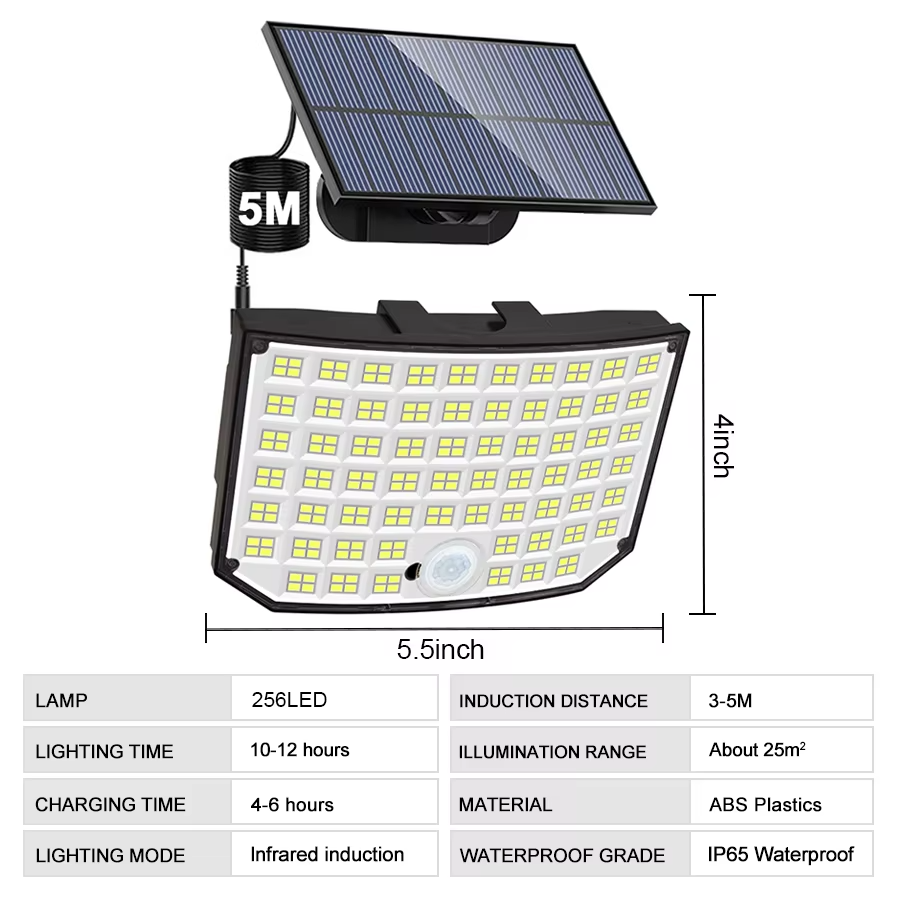 Solar LED Triple-Head Motion Security Light 256/328/348 LED